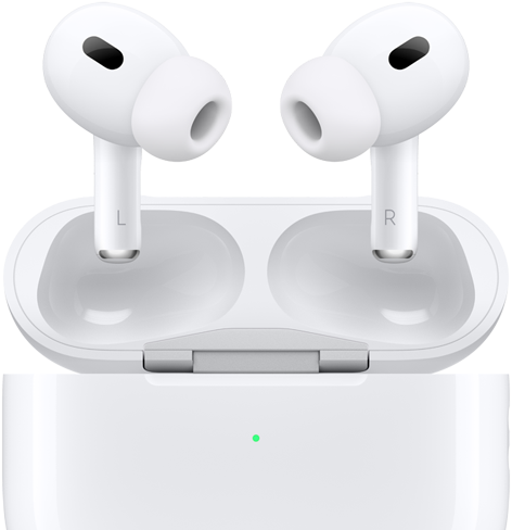 Front view of AirPods Pro shown outside of case