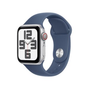 Apple Watch SE Silver Aluminium Case with Denim Sport Band