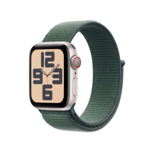 Apple Watch SE Starlight Aluminium Case with Lake Green Sport Loop