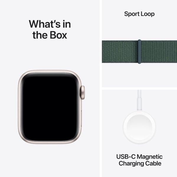 Apple Watch SE Starlight Aluminium Case with Lake Green Sport Loop