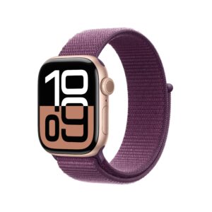 Apple Watch Series 10 GPS Rose Gold Aluminium Case with Plum Sport Loop