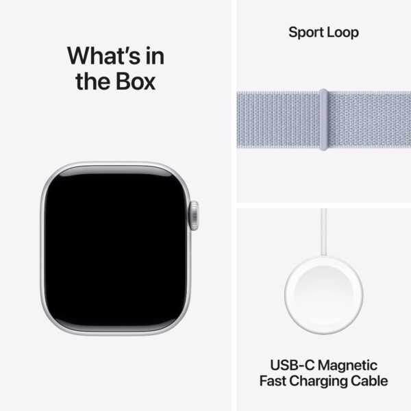 Apple Watch Series 10 GPS Silver Aluminium Case with Blue Cloud Sport Loop