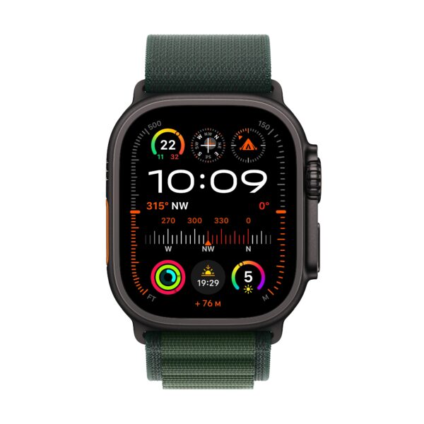 Apple Watch Ultra 2 GPS + Cellular Black Titanium Case with Dark Green Alpine Loop