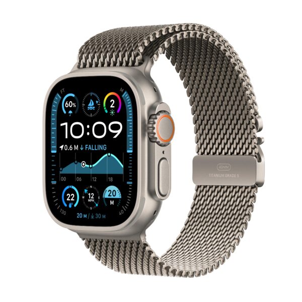 Apple Watch Ultra 2 GPS + Cellular Natural Titanium Case with Natural Titanium Milanese Loop