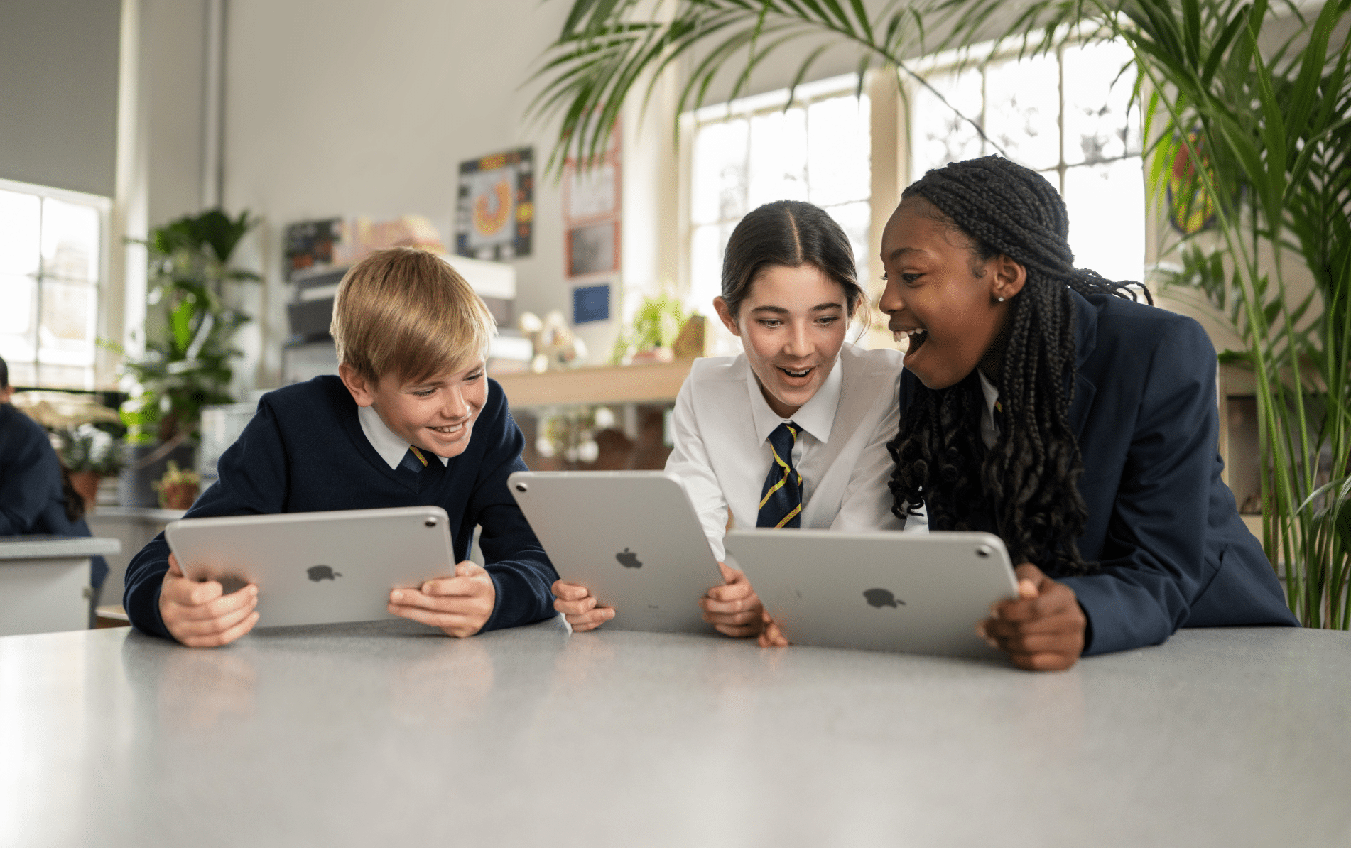 Group of Secondary Students Using iPad