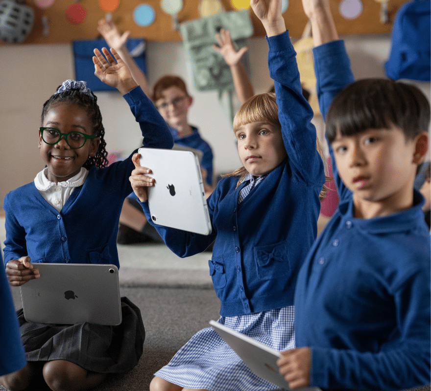 Students using iPad in class